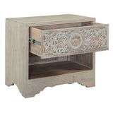 Taj 26" Nightstand with Plinth Base in Carved Heirloom White by Home Trends & Design at Eve Furniture