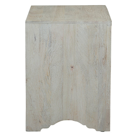 Taj 26" Nightstand with Plinth Base in Carved Heirloom White by Home Trends & Design at Eve Furniture