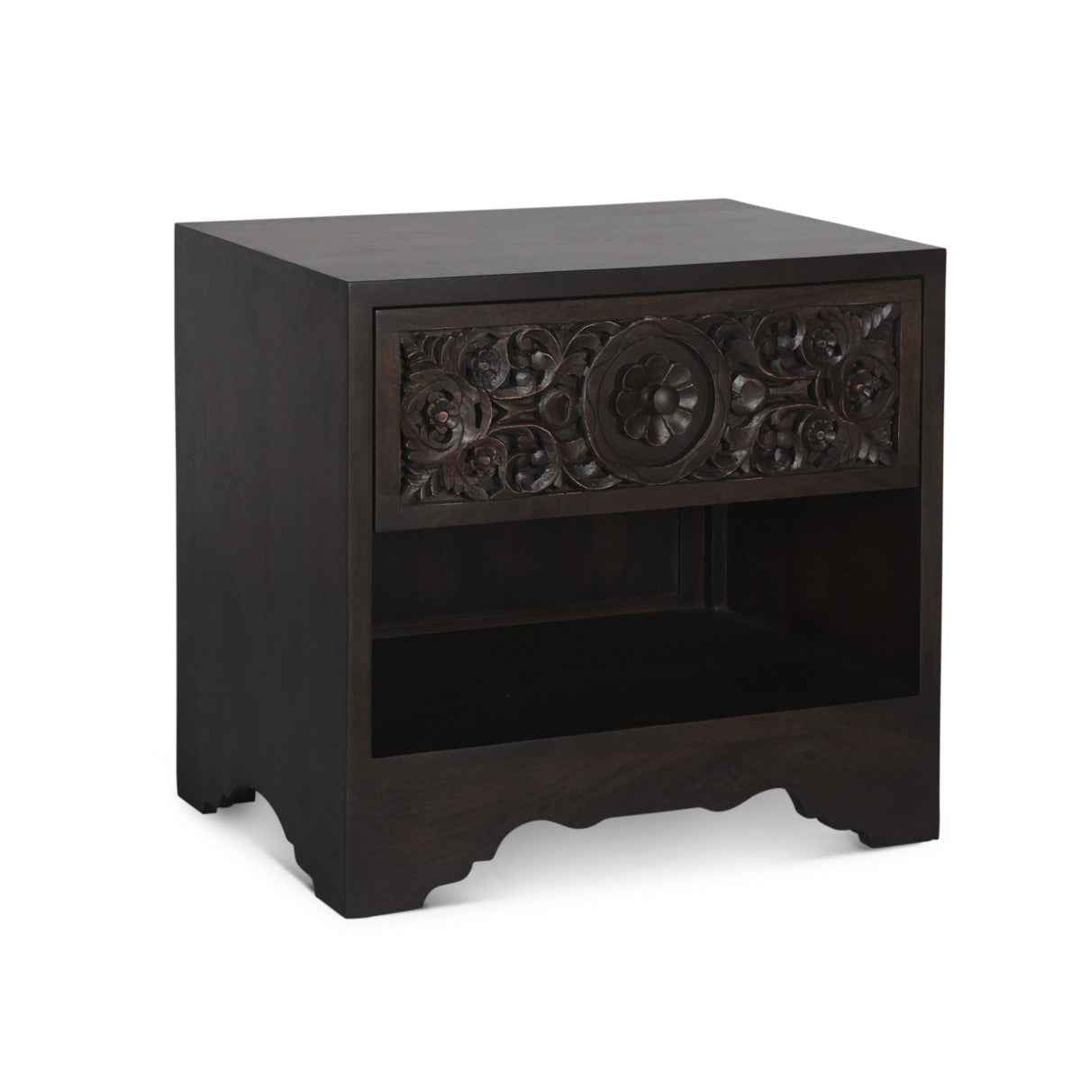 Taj 26" Nightstand with Plinth Base in Vintage Brown by Home Trends & Design at Eve Furniture