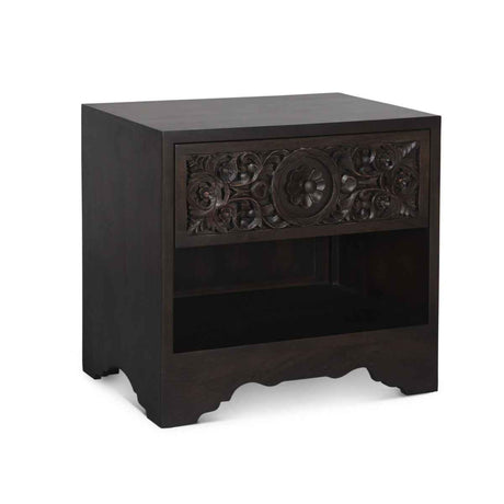 Taj 26" Nightstand with Plinth Base in Vintage Brown by Home Trends & Design at Eve Furniture
