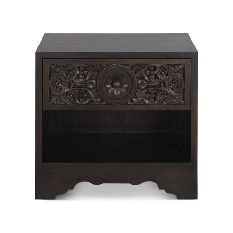 Taj 26" Nightstand with Plinth Base in Vintage Brown by Home Trends & Design at Eve Furniture