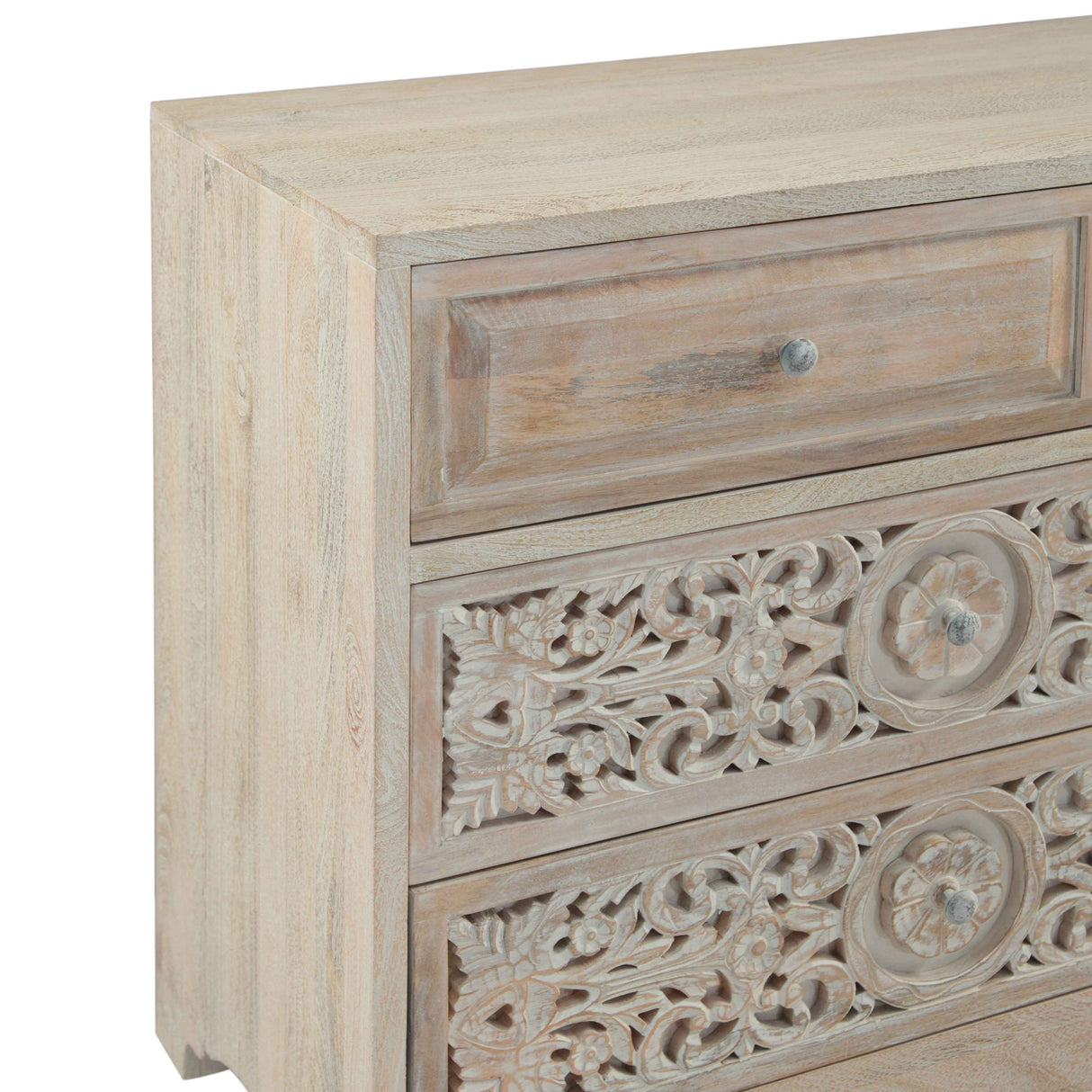 Taj 71" Dresser with Plinth Base in Carved Heirloom White by Home Trends & Design at Eve Furniture