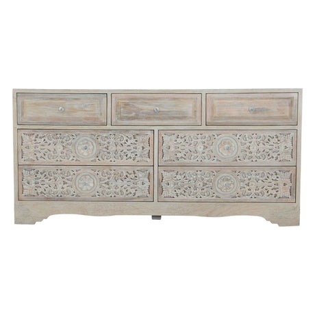 Taj 71" Dresser with Plinth Base in Carved Heirloom White by Home Trends & Design at Eve Furniture