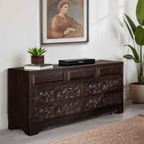 Taj 71" Dresser with Plinth Base in Vintage Brown by Home Trends & Design at Eve Furniture