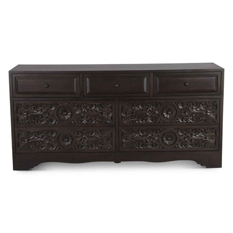 Taj 71" Dresser with Plinth Base in Vintage Brown by Home Trends & Design at Eve Furniture