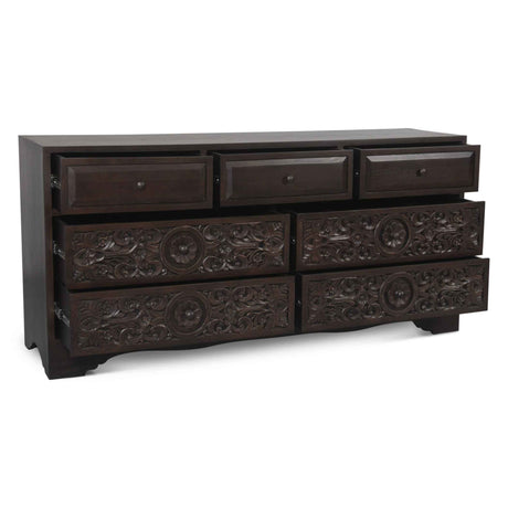 Taj 71" Dresser with Plinth Base in Vintage Brown by Home Trends & Design at Eve Furniture