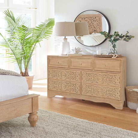 Taj 71" Dresser with Plinth Base in Whitewash by Home Trends & Design at Eve Furniture