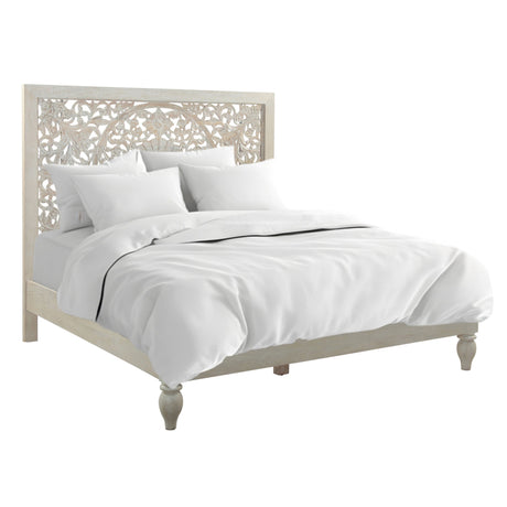 Taj King Bed in Carved Heirloom White by Home Trends & Design at Eve Furniture