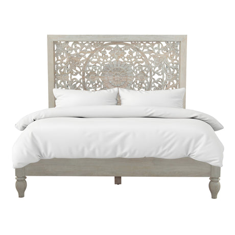 Taj King Bed in Carved Heirloom White by Home Trends & Design at Eve Furniture