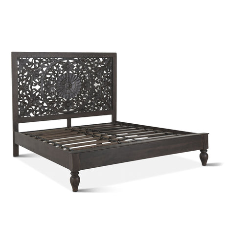 Taj King Bed in Hand Carved Vintage Brown by Home Trends & Design at Eve Furniture