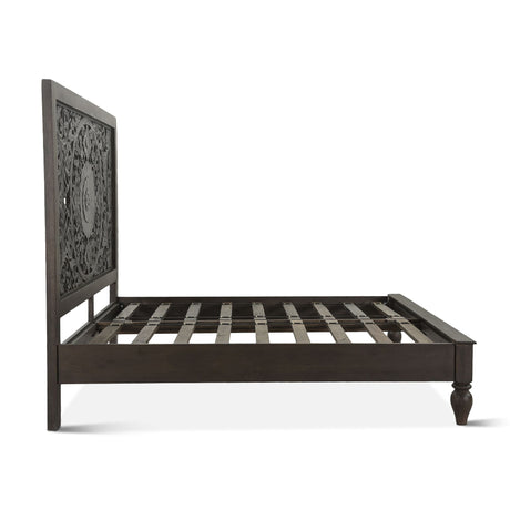 Taj King Bed in Hand Carved Vintage Brown by Home Trends & Design at Eve Furniture