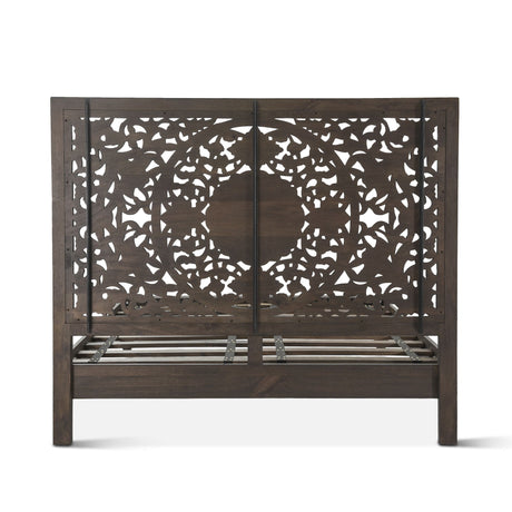Taj King Bed in Hand Carved Vintage Brown by Home Trends & Design at Eve Furniture