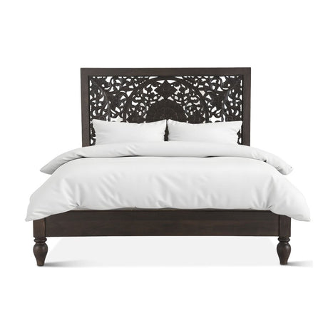 Taj King Bed in Hand Carved Vintage Brown by Home Trends & Design at Eve Furniture