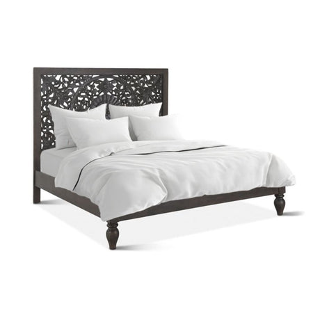 Taj King Bed in Hand Carved Vintage Brown by Home Trends & Design at Eve Furniture