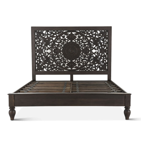 Taj King Bed in Hand Carved Vintage Brown by Home Trends & Design at Eve Furniture