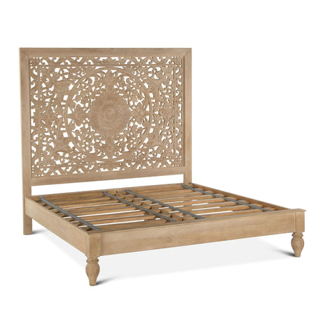 Taj King Bed in Hand Carved Whitewash by Home Trends & Design at Eve Furniture