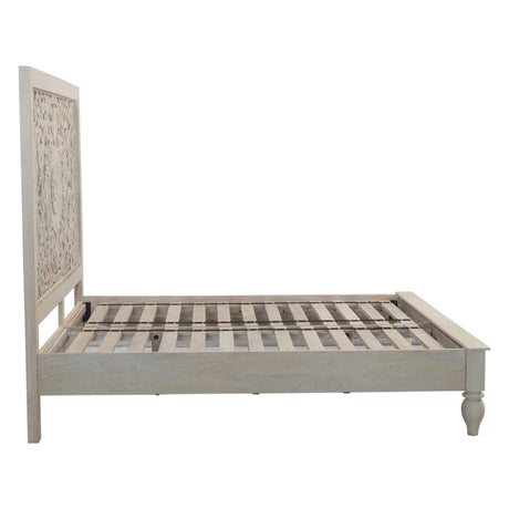 Taj Queen Bed in Hand Carved Heirloom White by Home Trends & Design at Eve Furniture