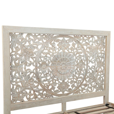 Taj Queen Bed in Hand Carved Heirloom White by Home Trends & Design at Eve Furniture