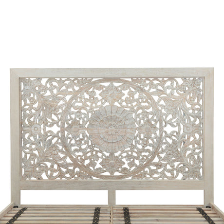 Taj Queen Bed in Hand Carved Heirloom White by Home Trends & Design at Eve Furniture