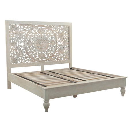Taj Queen Bed in Hand Carved Heirloom White by Home Trends & Design at Eve Furniture