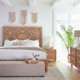 Taj Queen Bed in Hand Carved Whitewash by Home Trends & Design at Eve Furniture