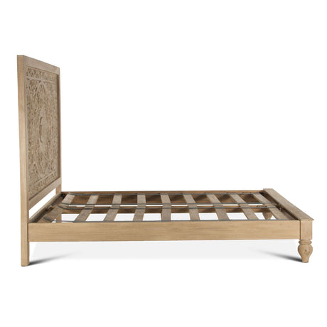 Taj Queen Bed in Hand Carved Whitewash by Home Trends & Design at Eve Furniture