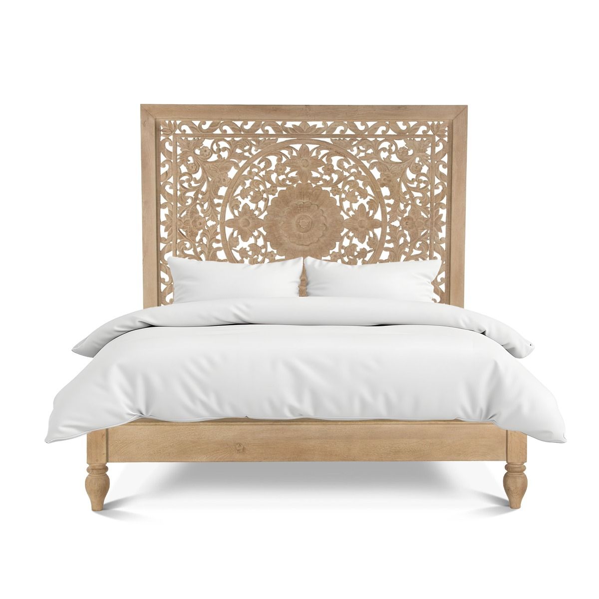 Taj Queen Bed in Hand Carved Whitewash by Home Trends & Design at Eve Furniture