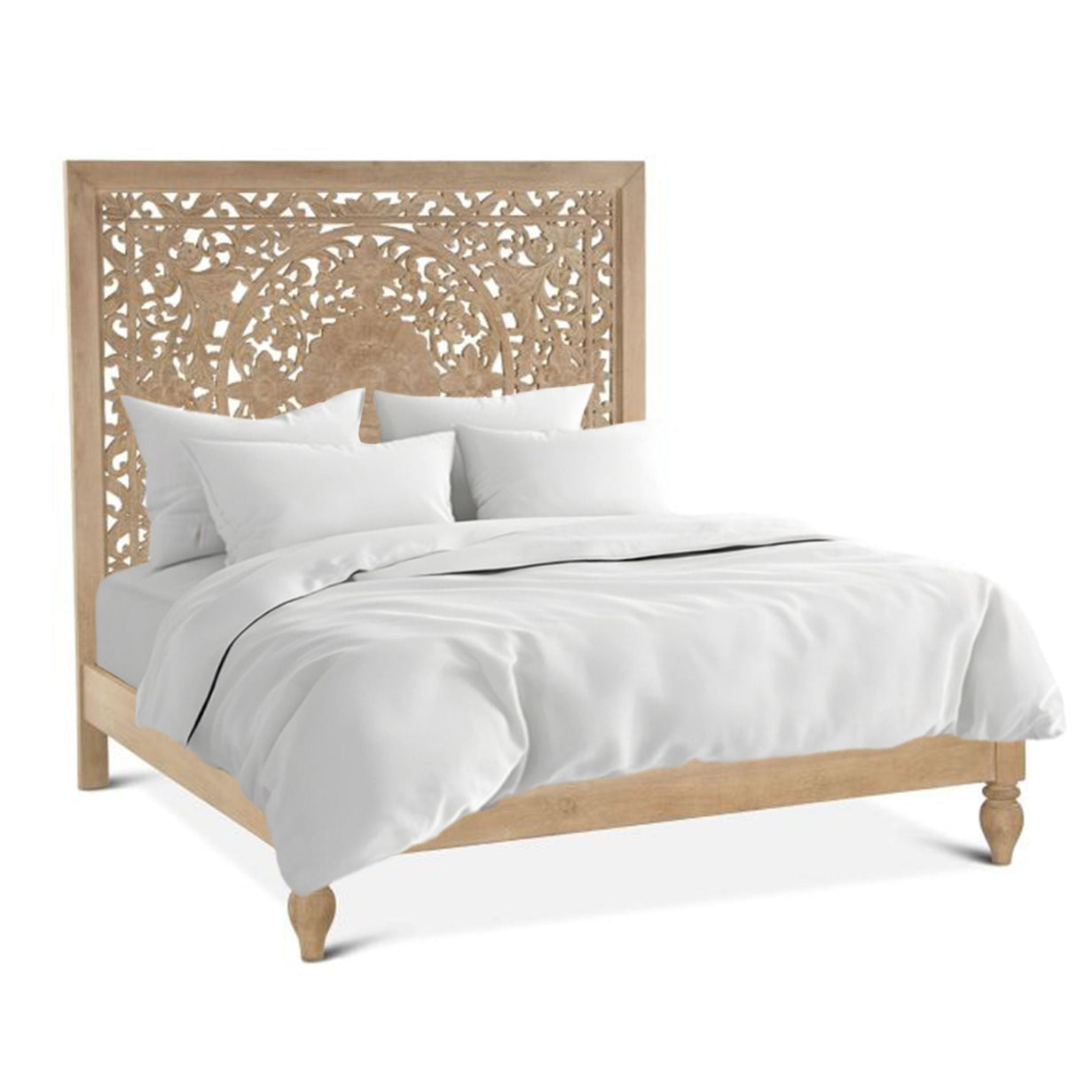 Taj Queen Bed in Hand Carved Whitewash by Home Trends & Design at Eve Furniture