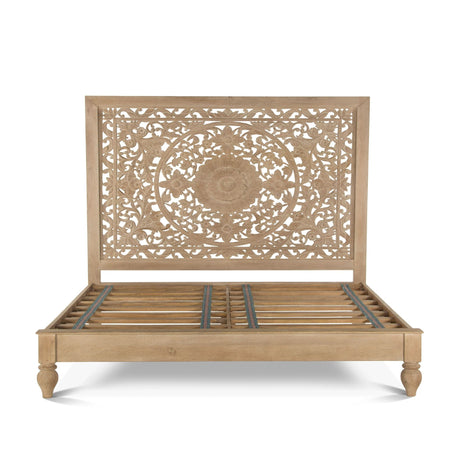 Taj Queen Bed in Hand Carved Whitewash by Home Trends & Design at Eve Furniture