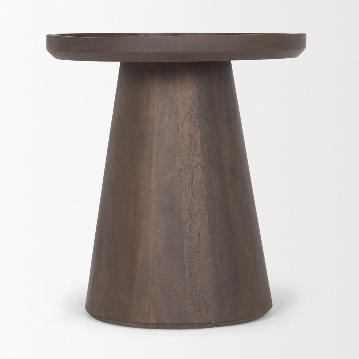Takoda Dark Brown Wood Tapered Drum Accent Table by Mercana at Eve Furniture