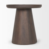 Takoda Dark Brown Wood Tapered Drum Accent Table by Mercana at Eve Furniture