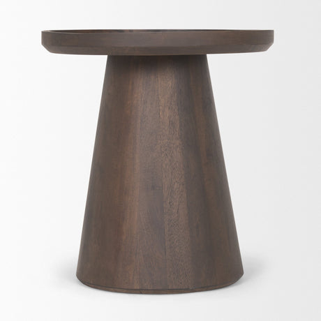 Takoda Dark Brown Wood Tapered Drum Accent Table by Mercana at Eve Furniture