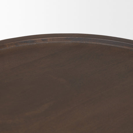 Takoda Dark Brown Wood Tapered Drum Accent Table by Mercana at Eve Furniture