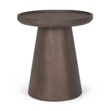 Takoda Dark Brown Wood Tapered Drum Accent Table by Mercana at Eve Furniture