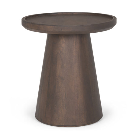 Takoda Dark Brown Wood Tapered Drum Accent Table by Mercana at Eve Furniture