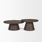 Takoda Dark Brown Wood Tapered Drum Nesting Coffee Tables by Mercana at Eve Furniture
