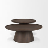 Takoda Dark Brown Wood Tapered Drum Nesting Coffee Tables by Mercana at Eve Furniture