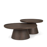 Takoda Dark Brown Wood Tapered Drum Nesting Coffee Tables by Mercana at Eve Furniture