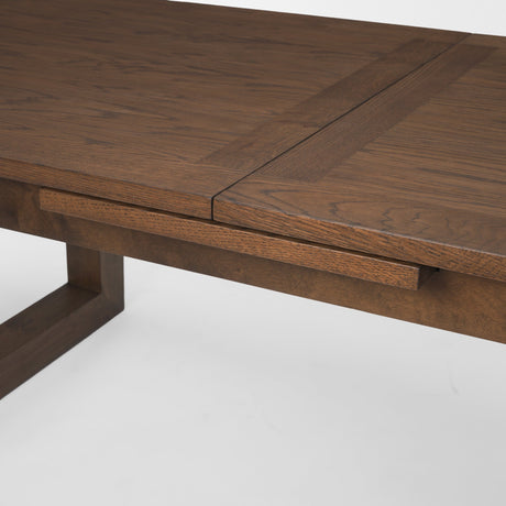 Takota Dark Brown Rectangular Oak Wood w/ Birch Wood Legs Extendable Dining Table by Mercana at Eve Furniture