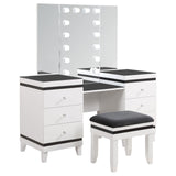 Talei Black and White 6-drawer Vanity Set with Hollywood Lighting by Coaster at Eve Furniture