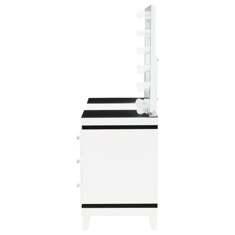 Talei Black and White 6-drawer Vanity Set with Hollywood Lighting by Coaster at Eve Furniture