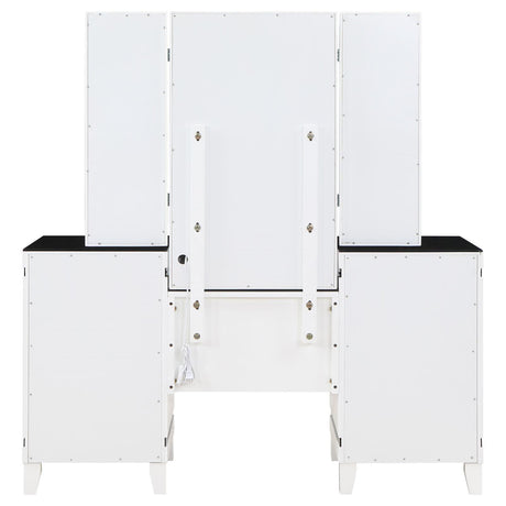 Talei Black and White 6-drawer Vanity Set with Hollywood Lighting by Coaster at Eve Furniture