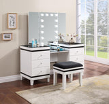 Talei Black and White 6-drawer Vanity Set with Hollywood Lighting by Coaster at Eve Furniture