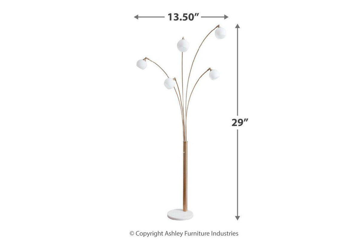 Taliya Champagne/White Arc Lamp by Ashley at Eve Furniture