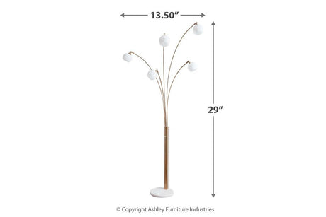 Taliya Champagne/White Arc Lamp by Ashley at Eve Furniture