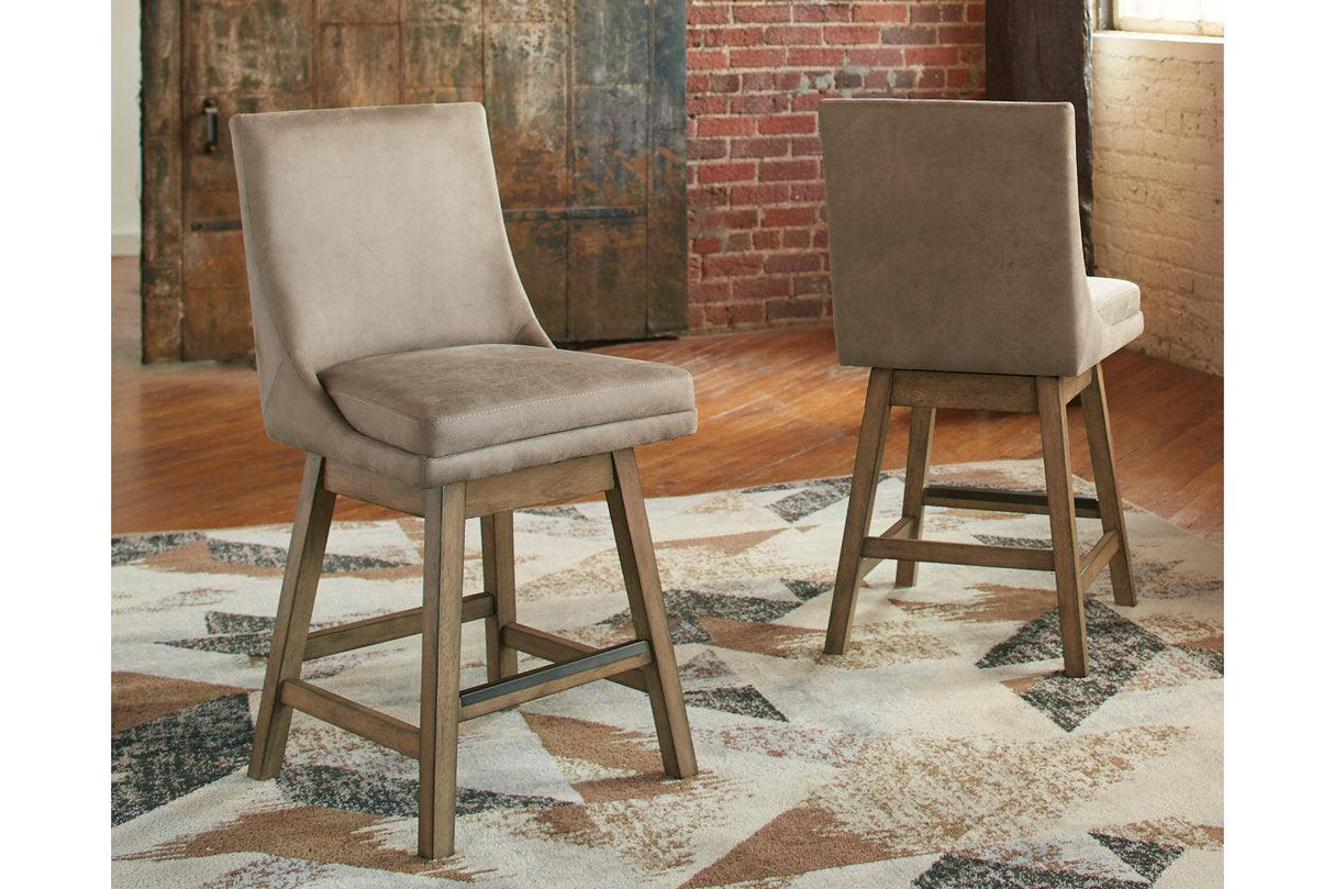 Tallenger Beige Counter Height Barstool, Set of 2 by Ashley at Eve Furniture