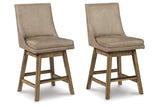 Tallenger Beige Counter Height Barstool, Set of 2 by Ashley at Eve Furniture