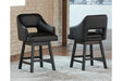 Tallenger Black/Dark Brown Counter Height Barstool, Set of 2 by Ashley at Eve Furniture