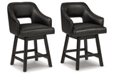 Tallenger Black/Dark Brown Counter Height Barstool, Set of 2 by Ashley at Eve Furniture