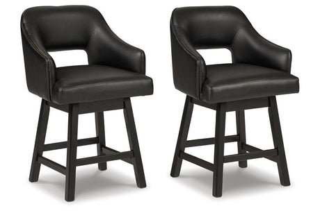 Tallenger Black/Dark Brown Counter Height Barstool, Set of 2 by Ashley at Eve Furniture